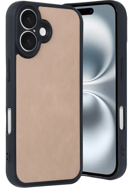 Apple iPhone 16 Kılıf Aras Deri Kapak - Pudra