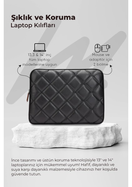 Macbook Air Pro 13 & 14 Inç Laptop Kılıfı Kapitone Siyah indirimleri