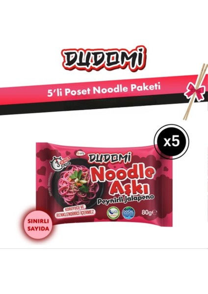 Peynirli Jalapenolu Noodle 5'li Poşet 5X80 Gr. + Bambu Chopstick !