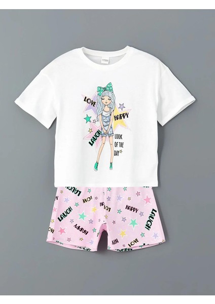 Lcw Kids Bisiklet Yaka Kız Çocuk Şortlu Pijama Takımı (S5)