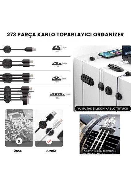 Profesyonel 273 Parça Kablo Organizatör Masa Kablo Tutucu Kablo Sarıcı Kablo Tutucu Koruyucu modelleri