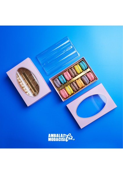Makaron Kutusu ( 10 Adet ) Macarone Box 12 Gözlü Pudra ( 18,5X12,5X5 cm ) fiyatları