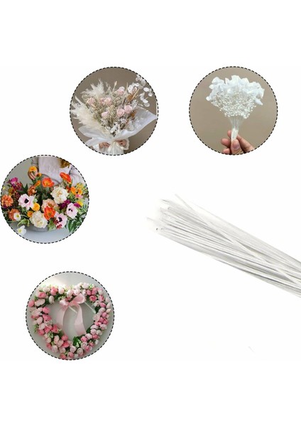 Yapay Çiçek Teli, Çiçek Aranjman Yapım Teli, 2 mm - 10 Adet 60 cm - Beyaz fırsatları