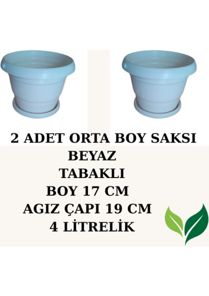 Orta Boy Saksı - Beyaz 2 Adet