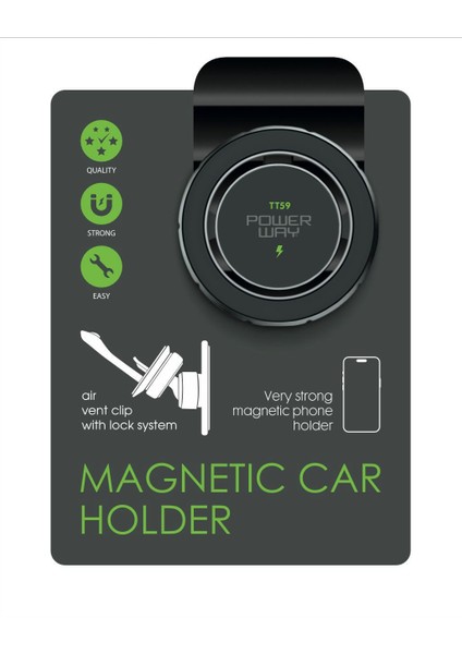 Magsafe Ile Uyumlu Hava Menfezi Telefon Tutucu | Powerway TT59 | 2 Yapışkanlı Halka ile Birlikte