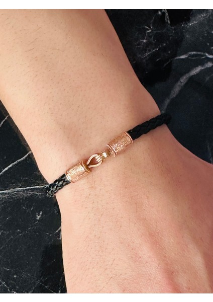 Erkek Deri Bileklik Rose Altın Kaplama Şık Tasarım Takı ,sim Desen Örgü Kordon Bileklik Hediyelik fiyatları