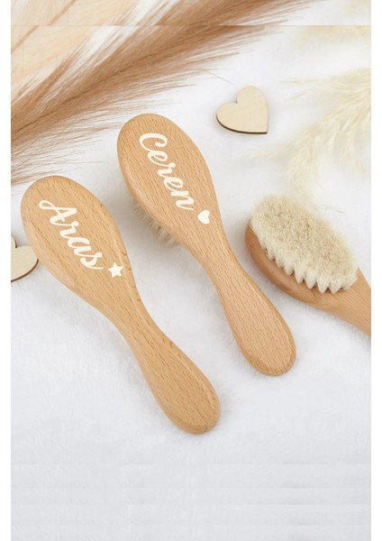 Isme Özel Doğal Keçi Kılı Bebek Saç Fırçası Isimli Bebek Fırçası - Doğal fırsatları