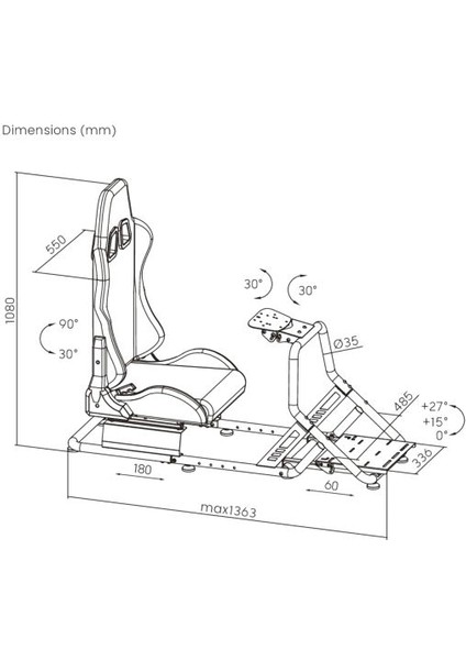 Gte Racefit Gt Simracing Cockpit Koltuk Dahil