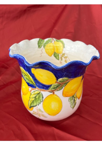 Limon Desenli El Yapımı Çini Saksı&vazo fırsatları