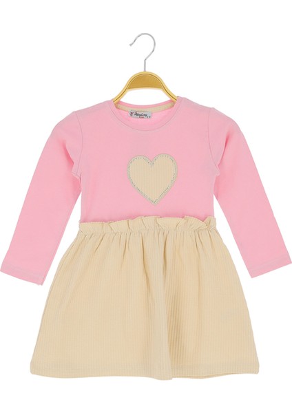 Kız Çocuk Elbise Kalpli Taşlı