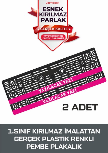 Pembe Oto Plakalık Kişiye Özel Isimli 2 Adet Pembe Plakalık fiyatları