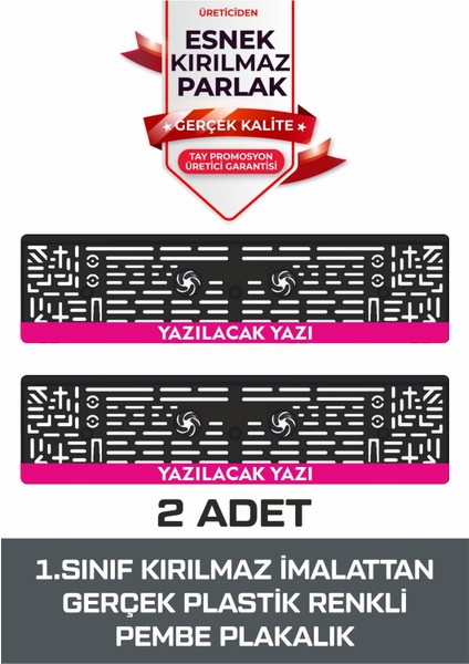 Pembe Oto Plakalık Kişiye Özel Isimli 2 Adet Pembe Plakalık modelleri