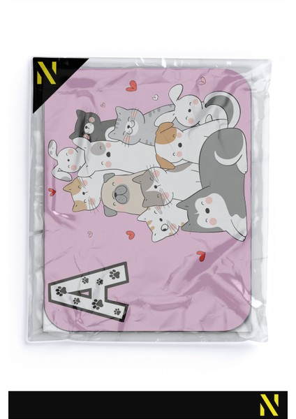 A Harfli Sevimli Hayvanlar Desenli Ergonomik Mouse Pad - 23 cm x 19 cm - Kaymaz Taban Ev ve Ofis Kullanımı Fare Altlığı Mousepad