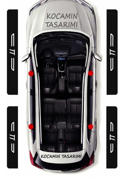 Audi Tt Karbon Kapı Koruma Eşiği Yazılı Dekoratif Kaplama Siyah Üzeri Beyaz 4 Parça Audi Tt modelleri