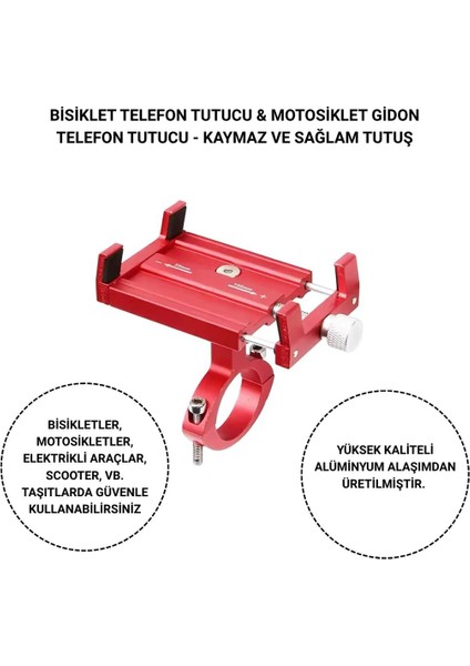 Pro Seri Gidon Uyumlu Motorsiklet Telefon Tutucu, Bisiklet, Scooter Uyumlu Sıkıştırmalı Tutucu