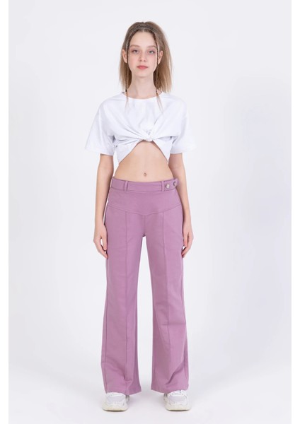 Kız Çocuk Düğme Detaylı Pantolon