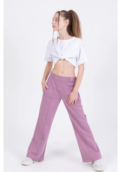 Kız Çocuk Düğme Detaylı Pantolon