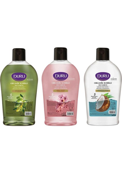 Sıvı Sabun 1500 ml x 3 Lü Karma Paket (Zeytinyağı-Hind.cevizi-Kiraz)