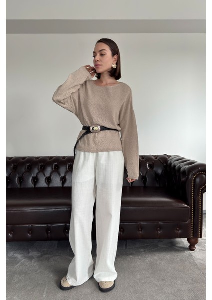 Özel Seri Premium Keten Pantolon- Beyaz fırsatları