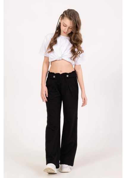 Kız Çocuk Düğme Detaylı Pantolon