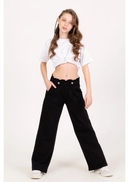 Kız Çocuk Düğme Detaylı Pantolon modelleri