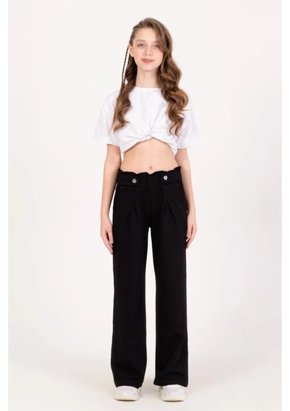 Kız Çocuk Düğme Detaylı Pantolon