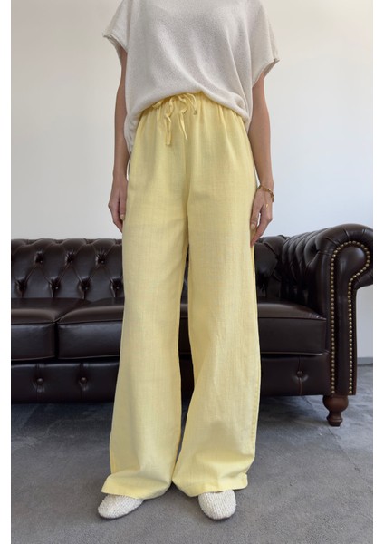 Özel Seri Premium Keten Pantolon- Sarı