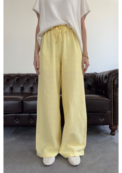 Özel Seri Premium Keten Pantolon- Sarı indirimleri