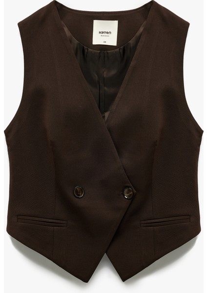 Düğmeli Kolsuz V Yaka Blazer Yelek modelleri