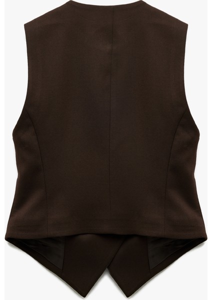 Düğmeli Kolsuz V Yaka Blazer Yelek fırsatları