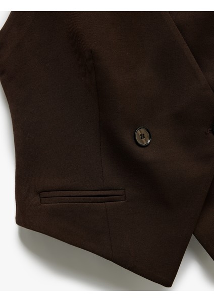 Düğmeli Kolsuz V Yaka Blazer Yelek indirimleri