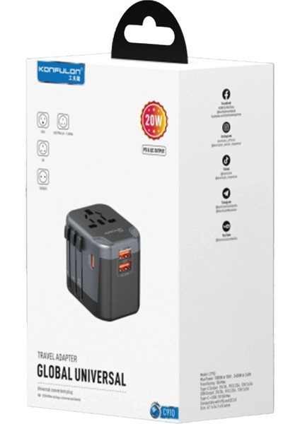 C91Q 20W Universal Taşınabilir Şarj Aleti - Siyah