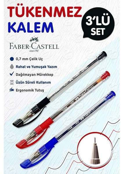 1425 Inçe Iğne Uçlu Tükenmez Kalem 0,7 mm 3 Farklı Renk