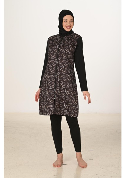 Tam Kapalı Desenli Paraşüt Kumaş Tesettür Mayo 3439 indirimleri