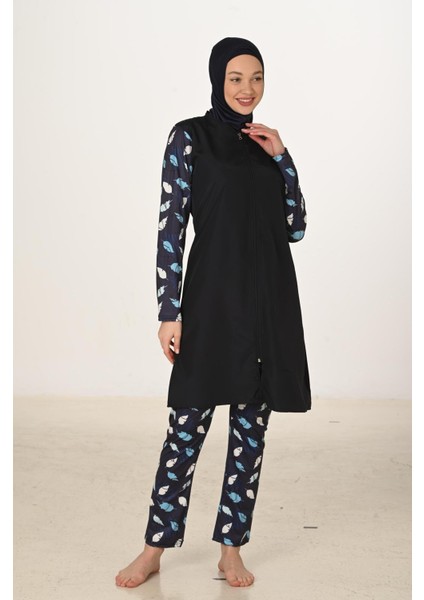 Tam Kapalı Desenli Paraşüt Kumaş Tesettür Mayo 3429 indirimleri