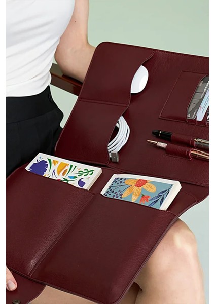 Macbook Air Pro 13-14 Inç Organizer Evrak & Laptop & Tablet Çantası Bordo Costa