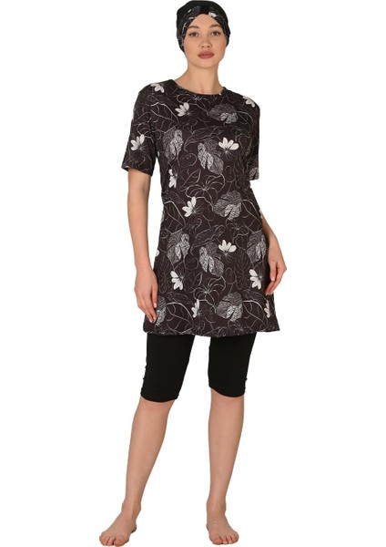 Kısa Kollu Yarı Kapalı Büyük Beden Tesettür Mayo 3455 fiyatları