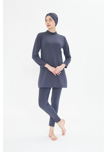 Tam Kapalı Likralı Tesettür Mayo Antrasit 34845-A fiyatları