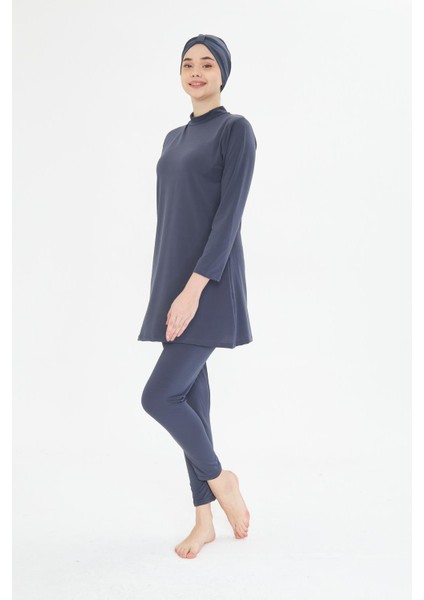 Tam Kapalı Likralı Tesettür Mayo Antrasit 34845-A modelleri