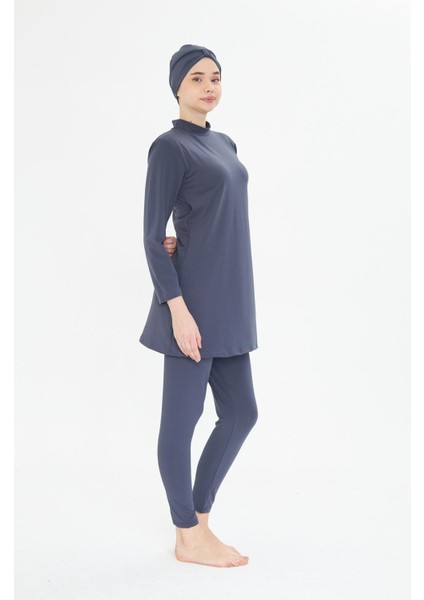 Tam Kapalı Likralı Tesettür Mayo Antrasit 34845-A fırsatları
