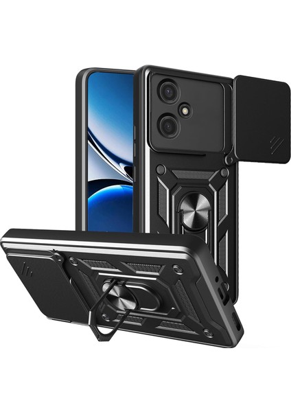 Honor 400 5g Kılıf Kamera Korumalı Sürgülü Yüzüklü Armor Military Tank Koruyucu Kapak