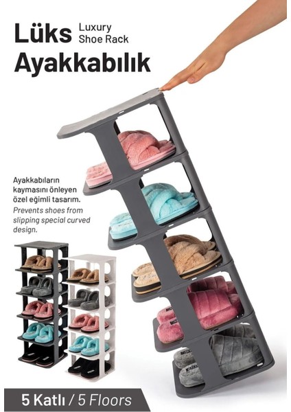 5 Katlı Lüks Ayakkabılık Kapı Önü Ayakkabı Rafı Terlik Düzenleyici Organizer Portatif Dolap