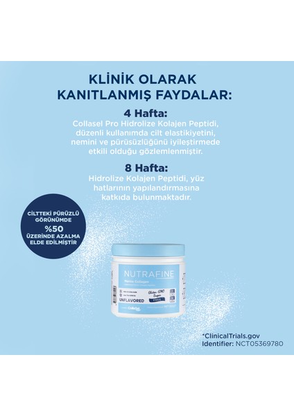Marine Collagen Doğal %100 Çifte Hidrolize Tip 1 Klinik Çalışmalı Balık Kolajen Peptitler 210 gr.