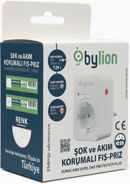 Şok ve Akım Korumalı Fiş Priz Beyaz 720J indirimleri