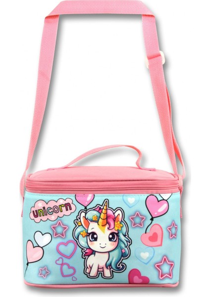 5049 Isı Yalıtımlı Kız Çocuk (Bebek Unicorn Baskılı, Pembe Turkuaz Renkli) Beslenme Çantası fiyatları