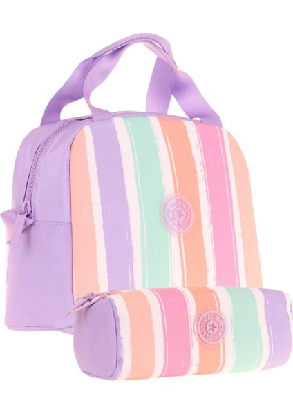 Rainbow Beslenme Çantası + Kalemlik Seti Mor Çok Renkli, Çizgili, Kız Çocuk