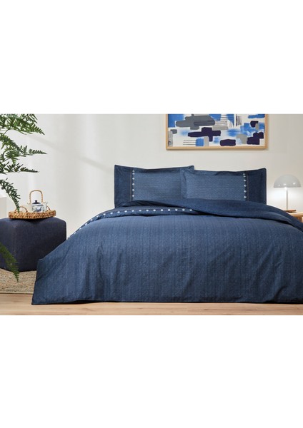 Oregon Tek Kişilik Lastikli Çarşaf Denim Nevresim Takımı fırsatları