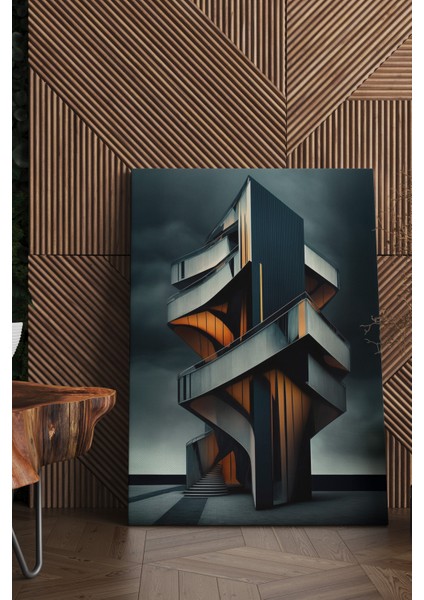 Modern Spiral Merdivenli Mimari Kanvas Tablo – NV00285 modelleri
