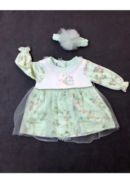 Rabit Kadife Tüllü Elbise