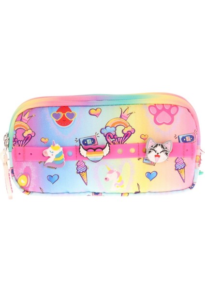 Kids Sarı Pembe, Rengarenk, Kız Çocuk Üç Gözlü Okul Kalem Çantası - L8244 fiyatları